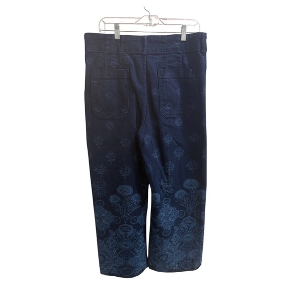 Anthropologie Maeve Colette Floral Print Denim Pants 32 Wide Leg High Rise - Picture 11 of 11